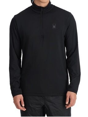 SPYDER black 1/4 ZIP Long Sleeve Fleece lined Performance Pullover sz Large‎